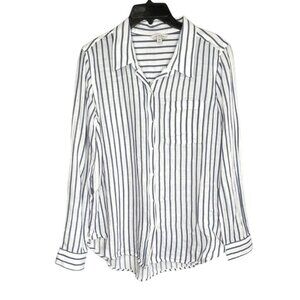 Lucky Brand Striped Button Up Shirt Chambray LS Size M